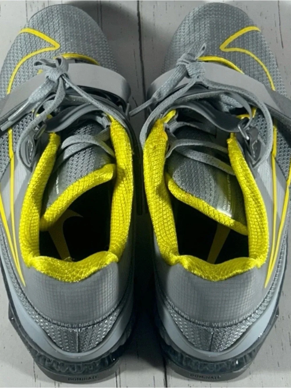 Nike Romaleos 4 Wolf Grey Yellow CD3463-002 Weightlifting Shoes Mens Size 14
